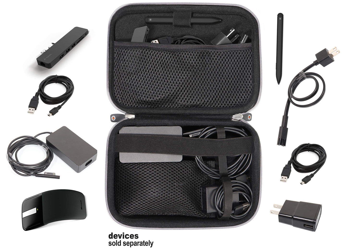 Microsoft Surface Accessories organizing case, by getgear, for Surface Dock, Surface Charger Adapter, Surface Arc Mouse, Surface Pen, Surface USB 3.0 Hub Docking Station and Others GETGEAR