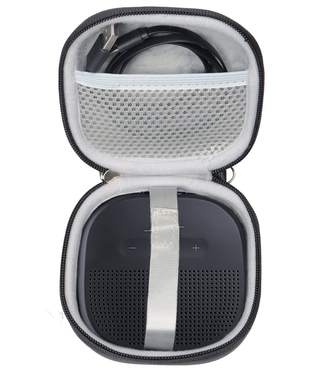 Feature Protective Case for Bose SoundLink Micro Bluetooth Speaker by WGear, Featured Design with mesh Pocket for Cable and Other Accessories, Elastic Strap to Secure Device WGear