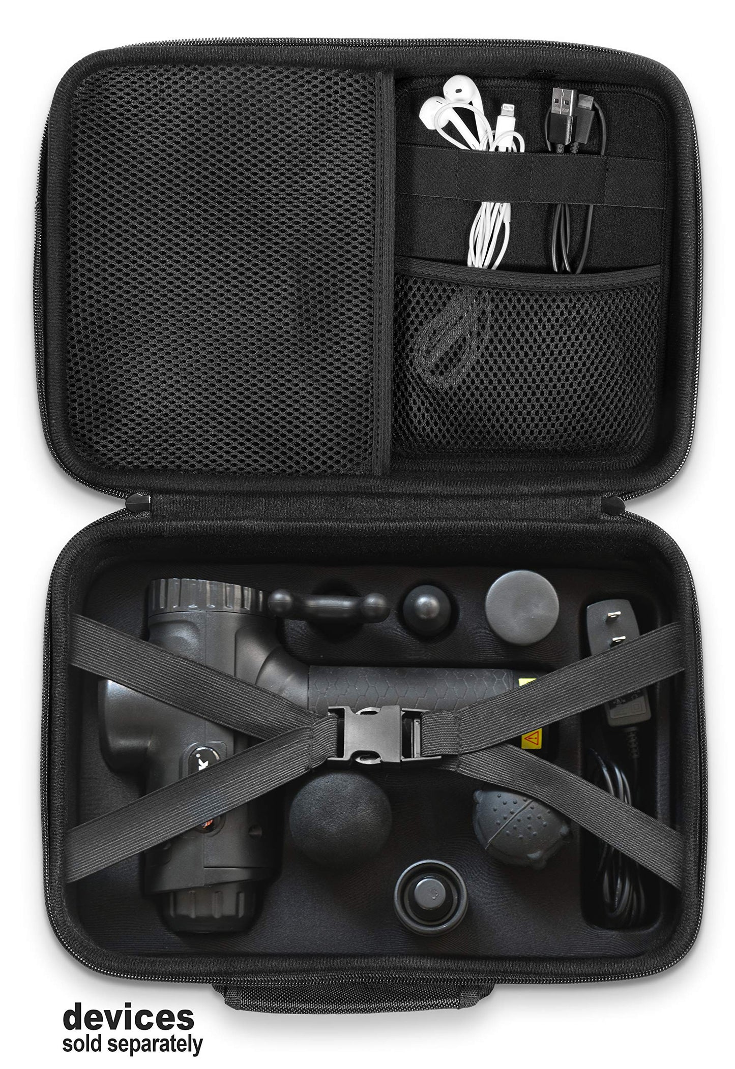 GETGEAR case for 2019 Hyperice Hypervolt Plus with Slots for 5 Head and Attachment, All in one Gym Case for Universal Muscle Massager Gun, Towel, Oil, Cream, Earbuds and Other Carry-on Essentials GETGEAR