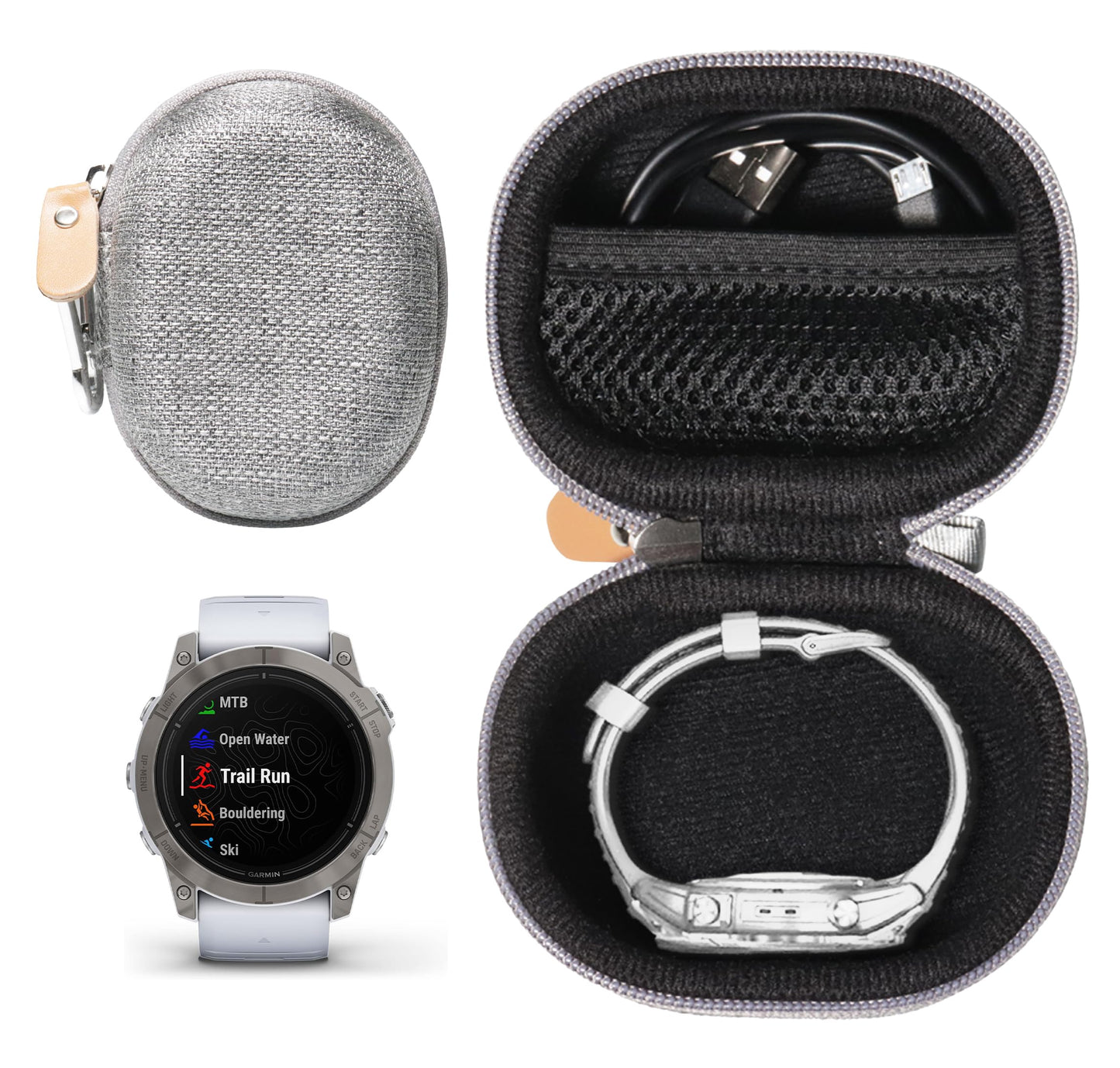 getgear Smartwatch Case Compatible with Garmin Fenix 7, Fenix 6 Pro, Tatix Delta Solar, Epix Gen 2, EPIX 2, mesh Pocket for Charge Cable GETGEAR