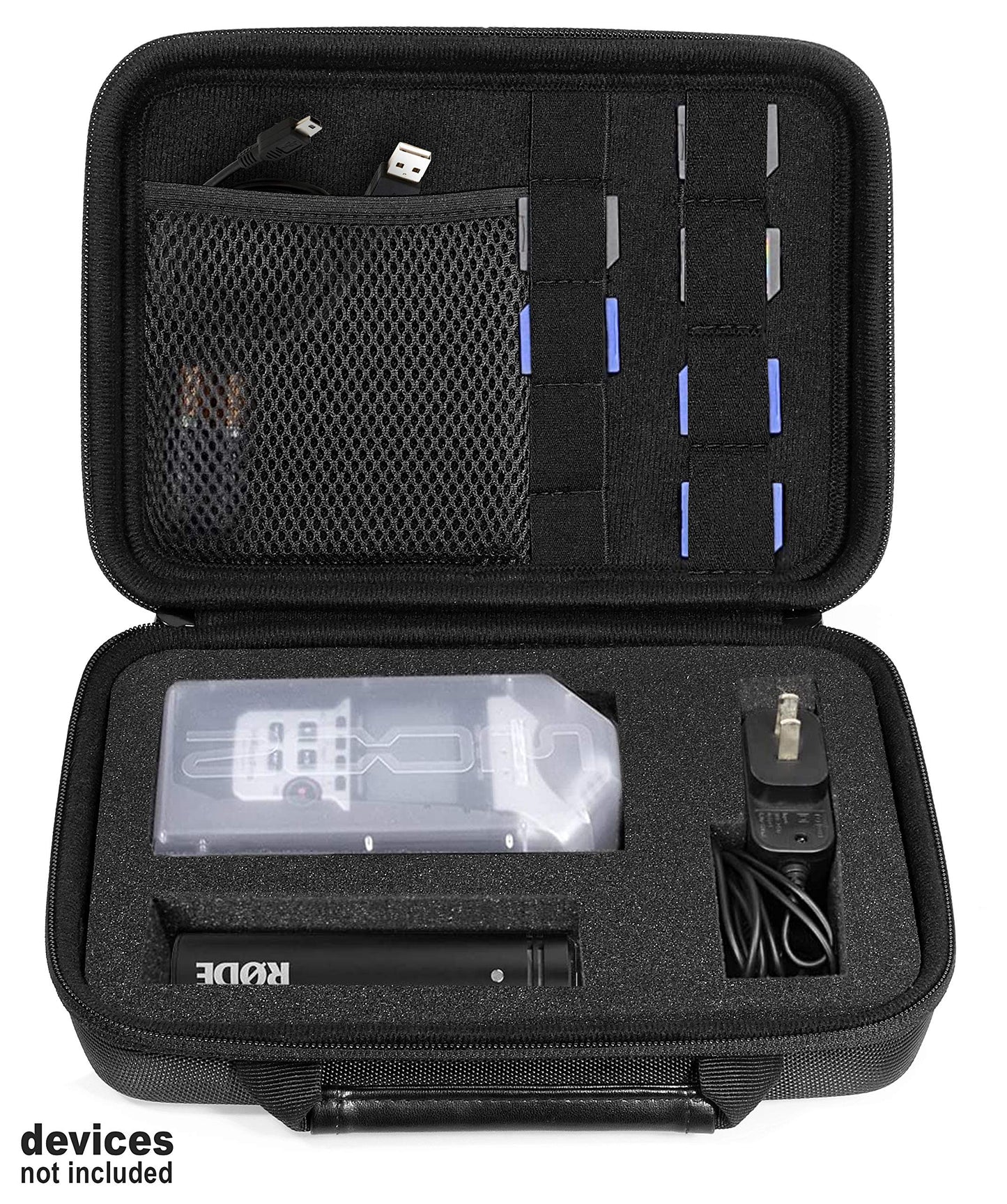 Professional Portable Recorder Case with DIY foam inlay for ZOOM H1, H2N, H5, H4N, H6, F8, Q8 Handy Music Recorders, Charger, Mic Tripod Adapter and Accessories (Polyester Black) WGear
