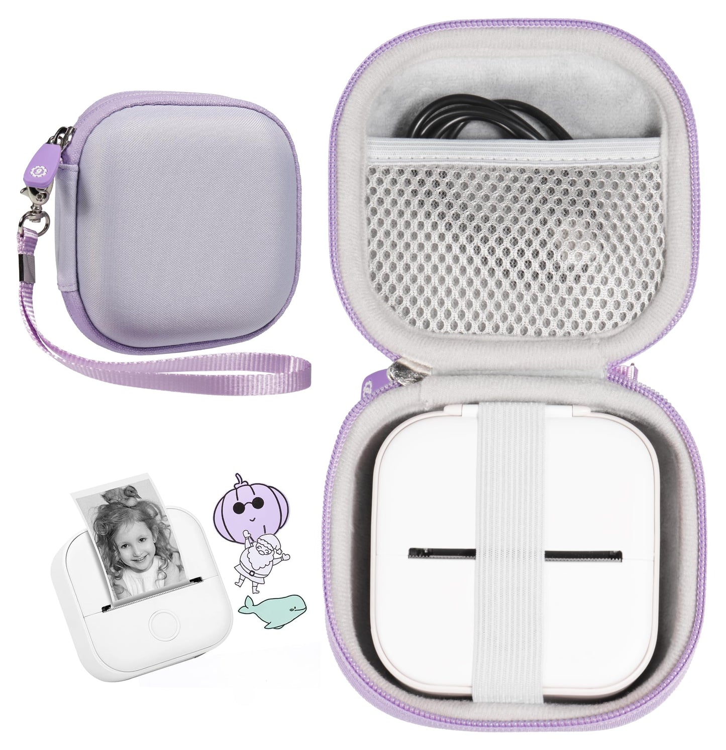 GETGEAR Printer Case for Mini Printer- Memoking T02 Mini Portable Small Printer, Sticker Printer case, Receipt Printer case