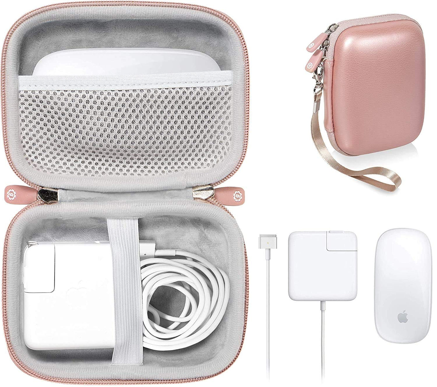 GETGEAR case for MacBook Magsafe/Magsafe 2 Charger Adapter, Magic Mouse 1, 2, Lightning Hub, Type C and USB Hub, Card Reader, All in one Carrying Solution (Rose Gold) GETGEAR