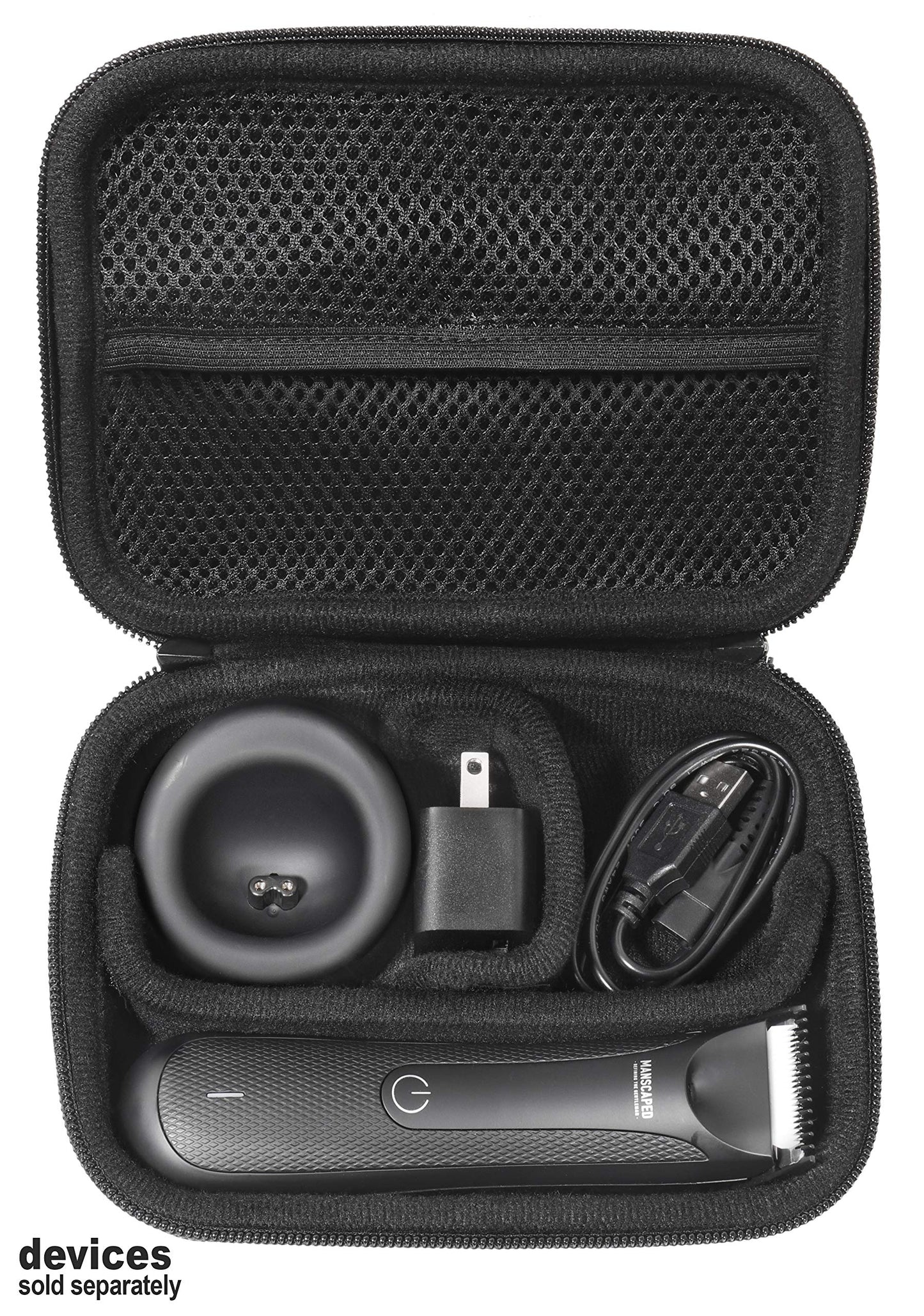 GETGEAR case compatible with Manscaped Best Electric Manscaping Groin Hair Trimmer, smart divider for separated compartment for trimmer and accessories GETGEAR