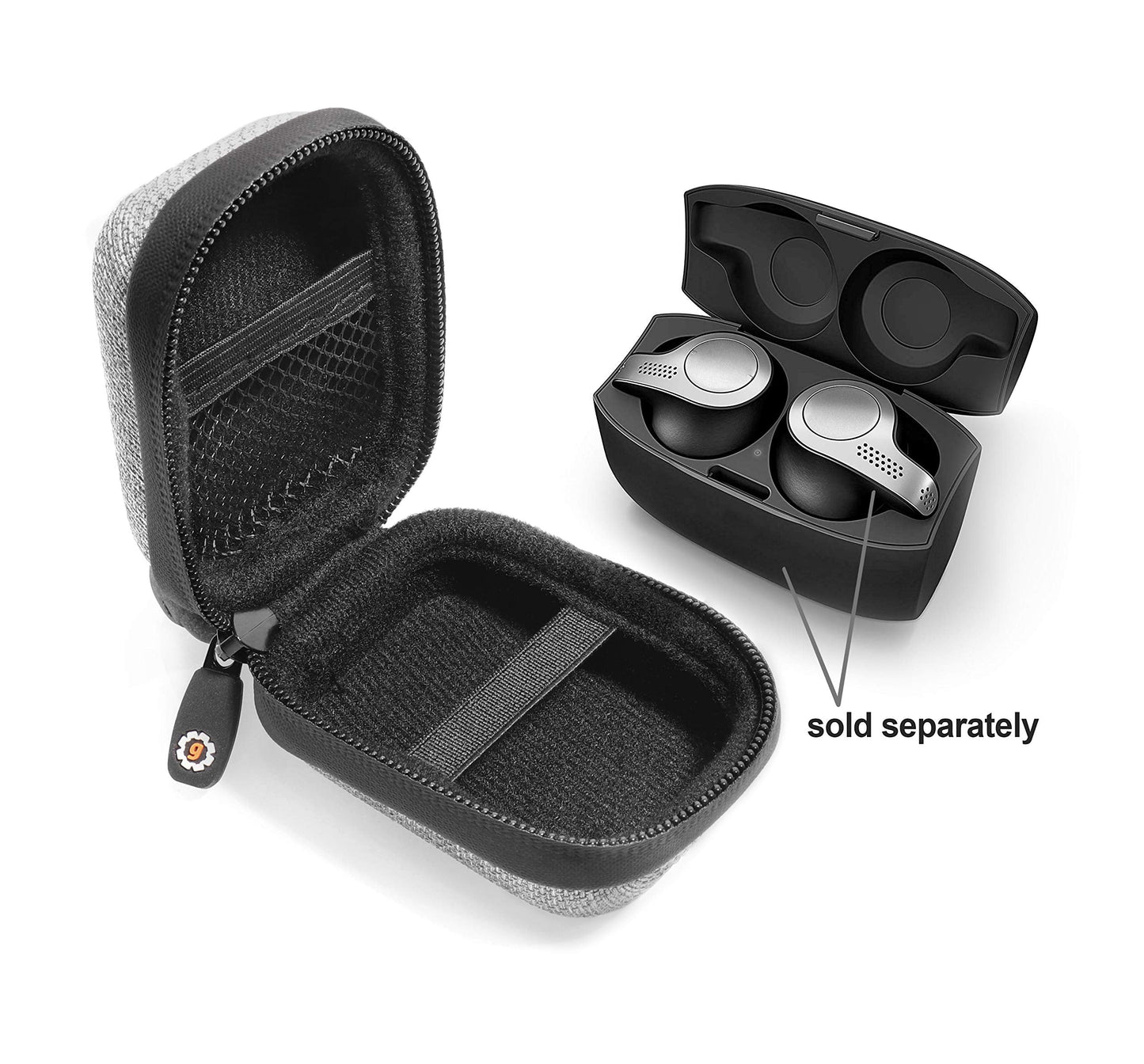 Protective Case for Jabra Elite 65t, Elite Active 65t, Elite Sport True Wireless Earbuds, Featured Strong Light Weight case in Compact Size, Good for Both Protection and Storage, Tweed Gray WGear