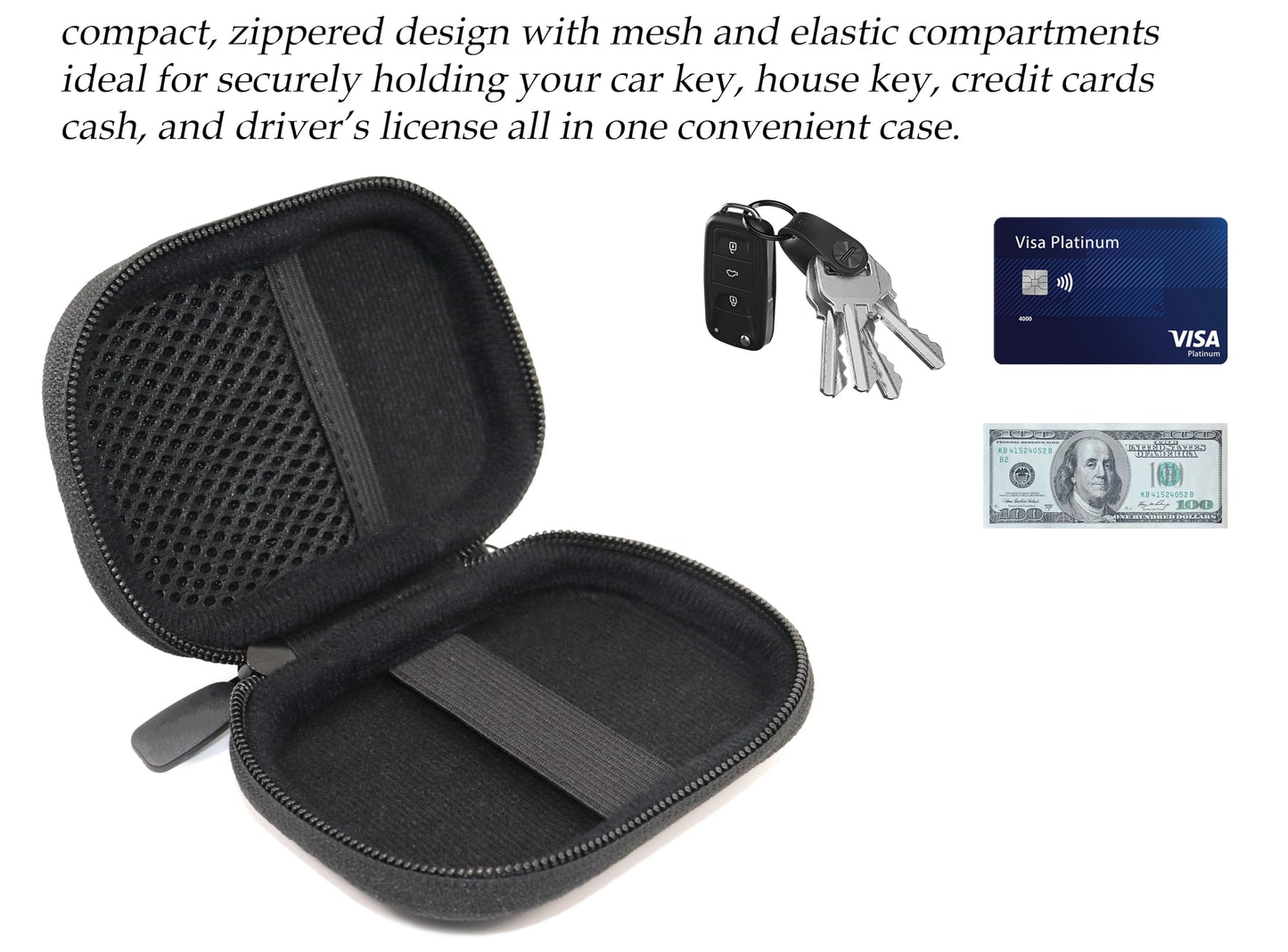 GETGEAR Geatgear Car Key Case, compact case solution for Auto key, bank cards, Cash and small carrying on items.