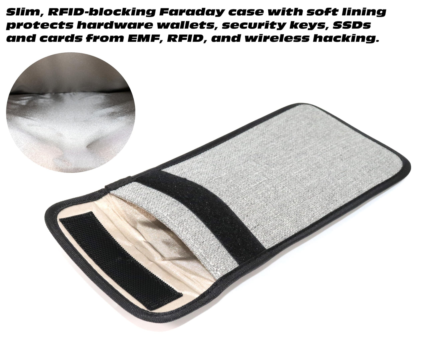 GETGEAR Faraday Bag, RFID Signal Blocking Pouch for Bitcoin Hardware Wallet, Security Key, Car Key, Bank Cards, PSSD/Portable Hard Drive, Anti-Theft Signal Blocking and data storage Safe