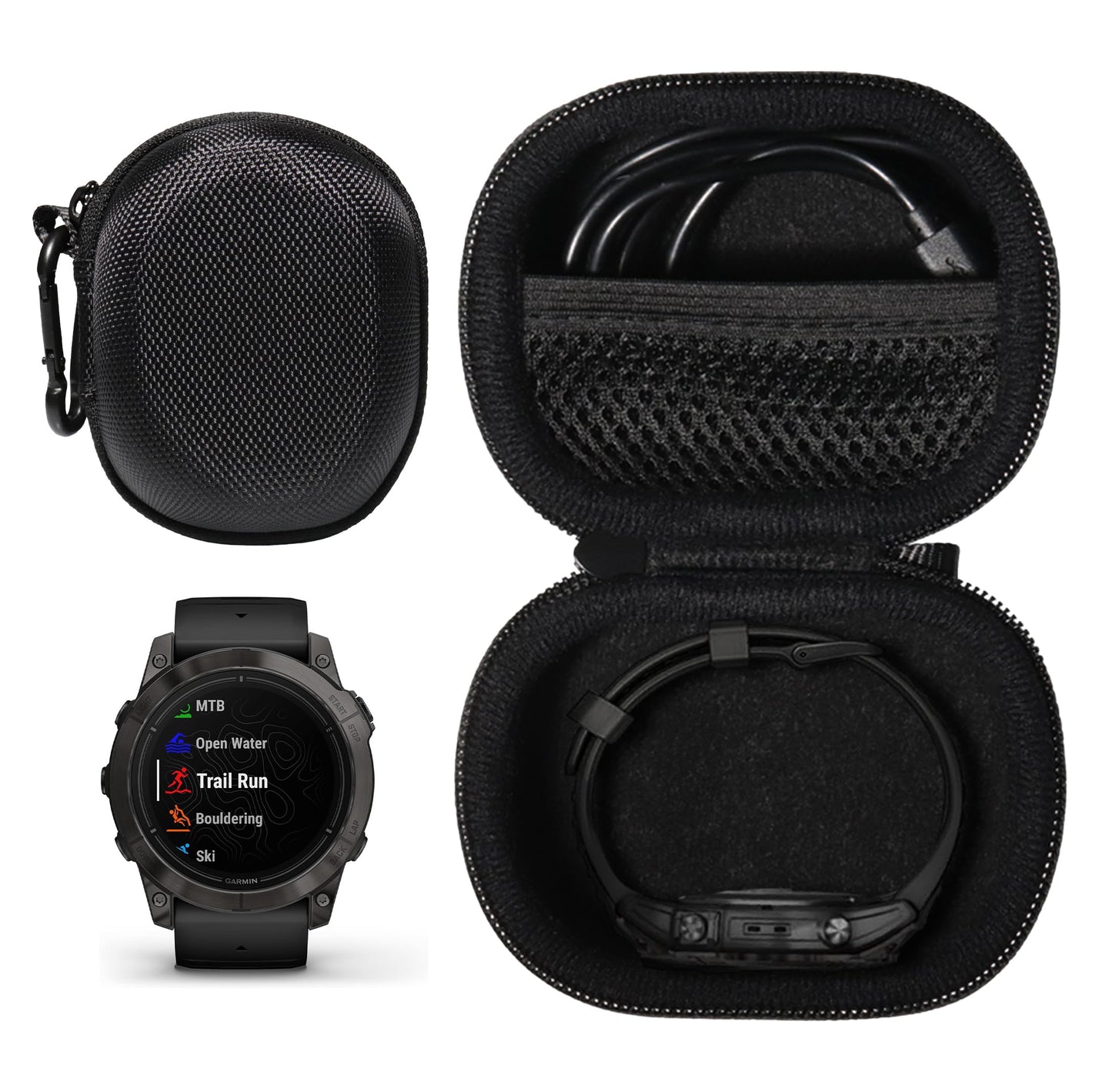 getgear Smartwatch Case Compatible with Garmin Fenix 7, Fenix 6 Pro, Tatix Delta Solar, Epix Gen 2, EPIX 2, mesh Pocket for Charge Cable GETGEAR