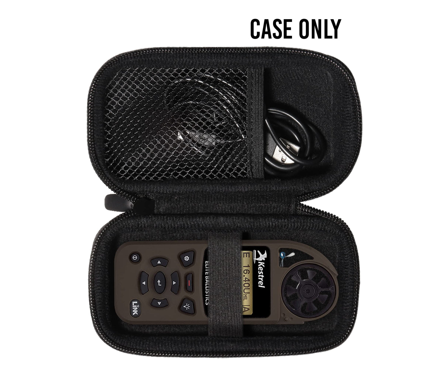 getgear Weather Meter Case for Kestrel Weather Meter Compatible with Kestrel Elite, 5700/ 5700X, 5200, 5100, 5500, 2700, 3500, 3000, 3550, 2500, 1000 (Black with Orange Zipper) GETGEAR
