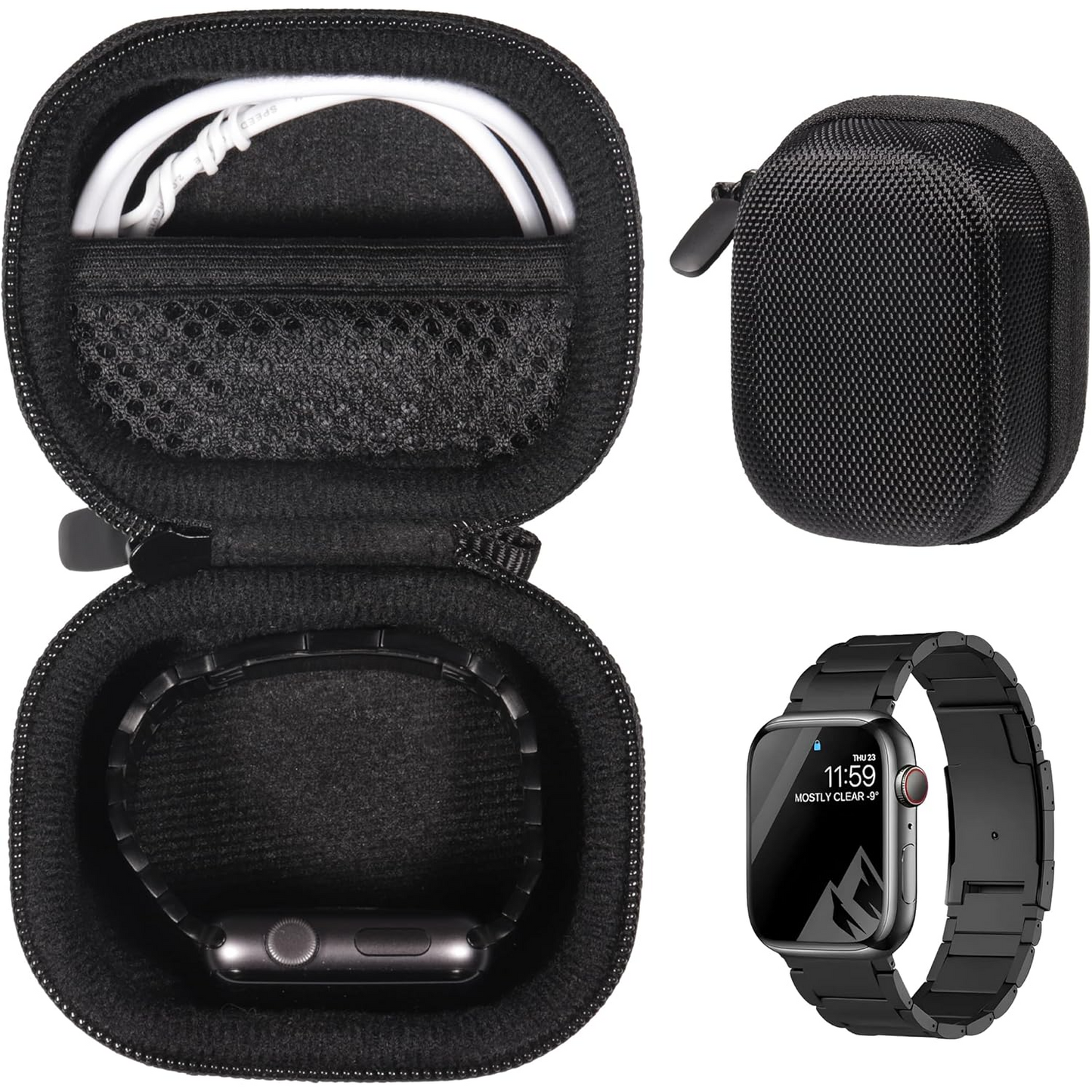 Protective Travel Case for Apple Watch Ultra/Series Samsung Galaxy Watch ā Compact, Durable Storage with Mesh Pocket getgearcase