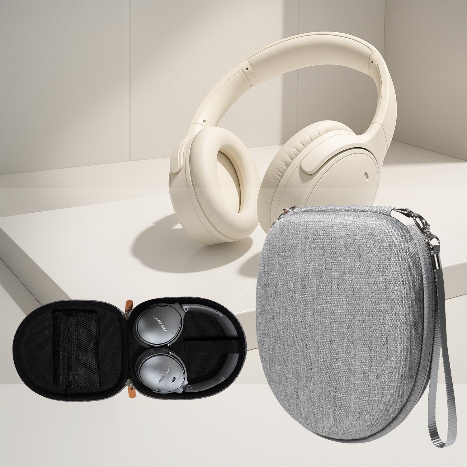 Protective cases for headphones, earbuds, and portable speakers – compatible with Bose, Sony, Beats, JBL, and Apple audio devices in various colors and styles.