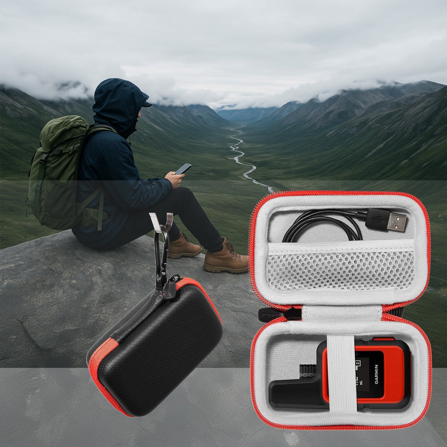 Compact travel cases for Garmin GPS, portable chargers, mobile hotspots, and tech accessories – rugged protective storage for outdoor and travel gear.
