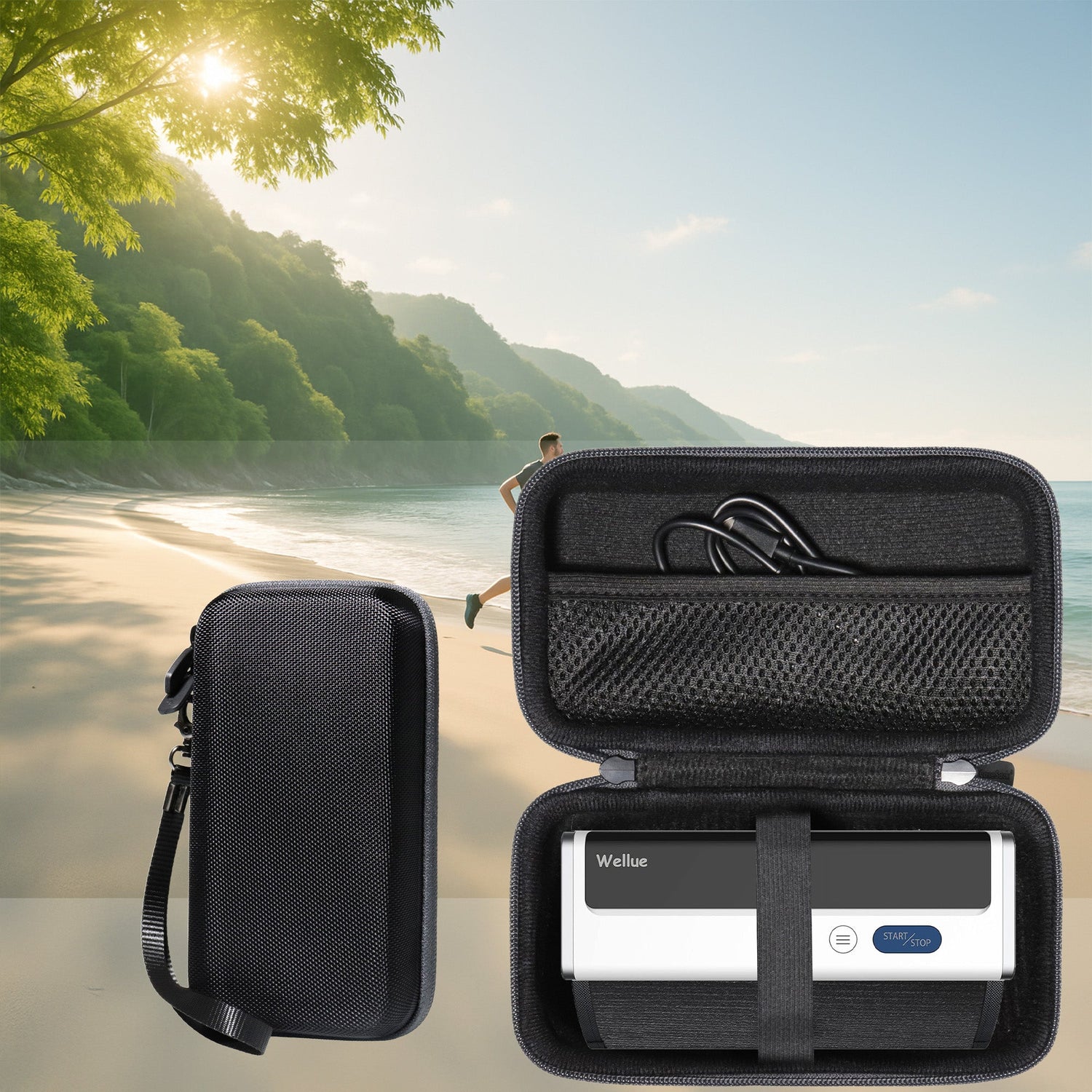 Protective travel cases for Wellue monitors, Omron blood pressure devices, hearing aids, pulse oximeters, and personal wellness gear.