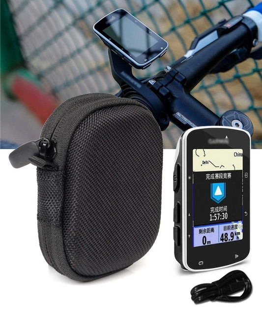 WGear Feature Designed Compact Hard Case for Garmin Edge 520 Bike GP, Edge 820, Elastic Strap in The Base to Secure The Device, and Mesh Pocket for Accessories Ballistic Black WGEAR