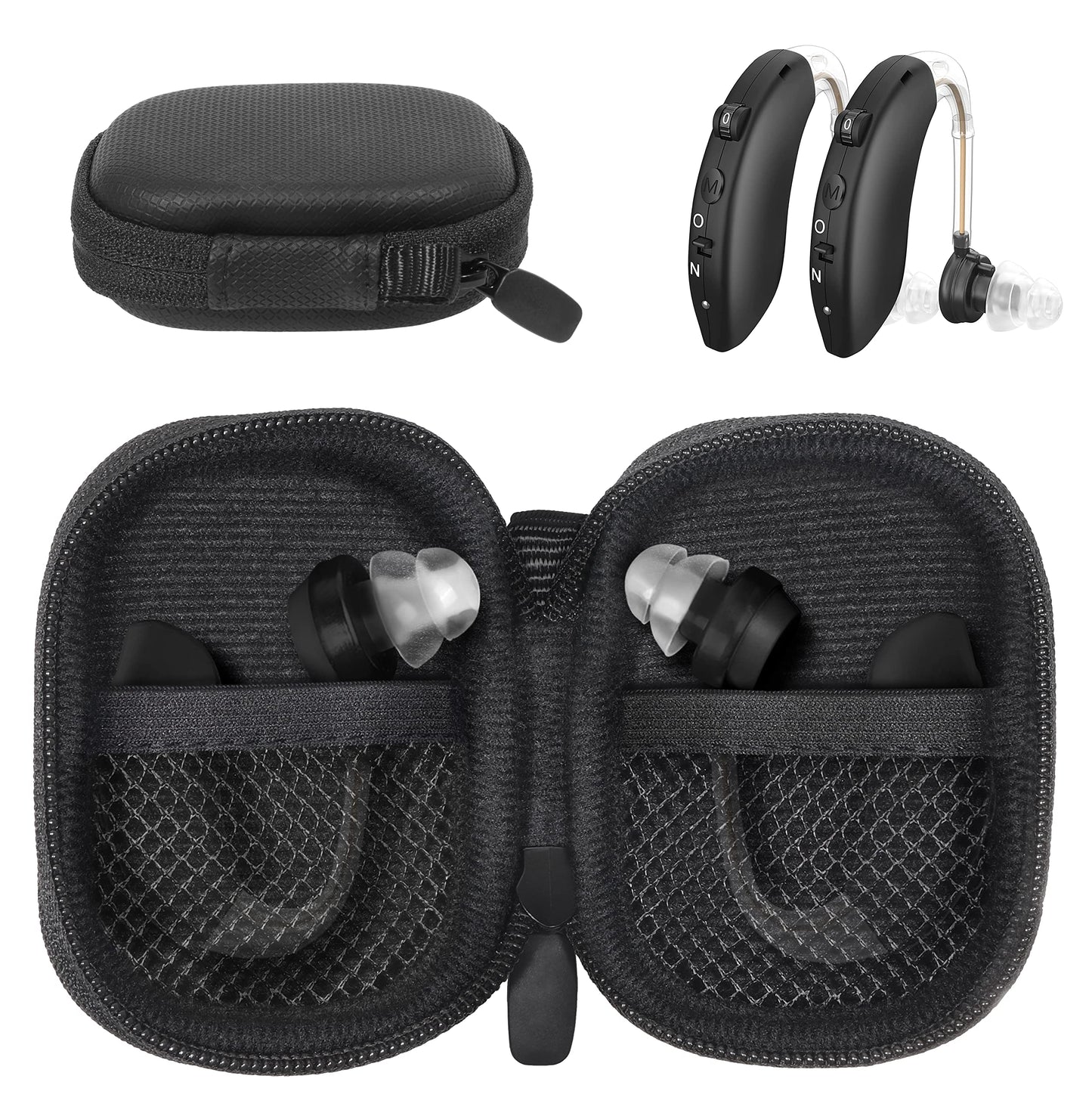 Designed Protective Case for Hearing Aid, Hearing Amplifier, Personal Sound Amplifier, Hearing Device, Listening Device, Strong Mini Case with Mesh pocket(Rose gold) GETGEAR