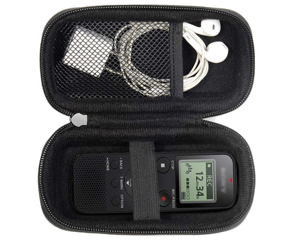 Digital Voice Recorder Case for Sony ICDPX370, PX440, PX470, BX140; Olympus WS-852, WS-853; KIMAFUN 2.4G and XIAOKOA 2.4G Wireless Lavalier Microphone, mesh Pocket in The lid, Detachable Wrist Strap WGEAR