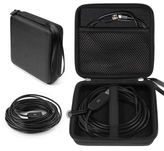 WGear endoscope case for Depstech Wireless, USB, Wireless Borescope, AKASO, iksee, BlueFire, Mousand, Fantronics, ROTEK, mesh pocket for side mirror, hook etc WGear