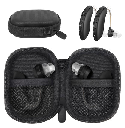 Designed Protective Case for Hearing Aid, Hearing Amplifier, Personal Sound Amplifier, Hearing Device, Listening Device, Strong Mini Case with Mesh pocket(Rose gold) GETGEAR