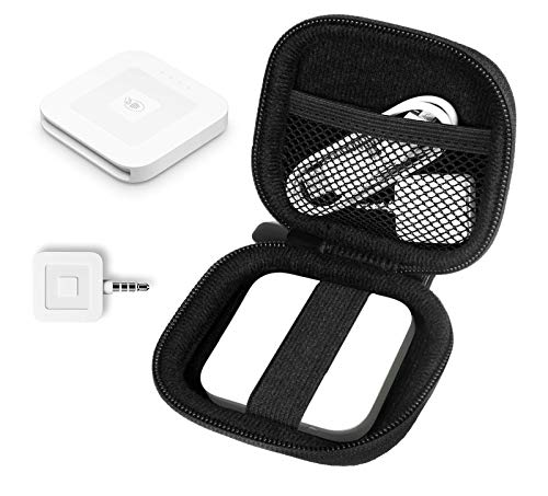 WGear Credit Card Reader Case for Square Contactless and Chip Reader, Chip Reader Scanner, USB Cables and Small Accessories, Mesh Pocket, Secure Elastic Strap, Easy to go Carabiner WGear