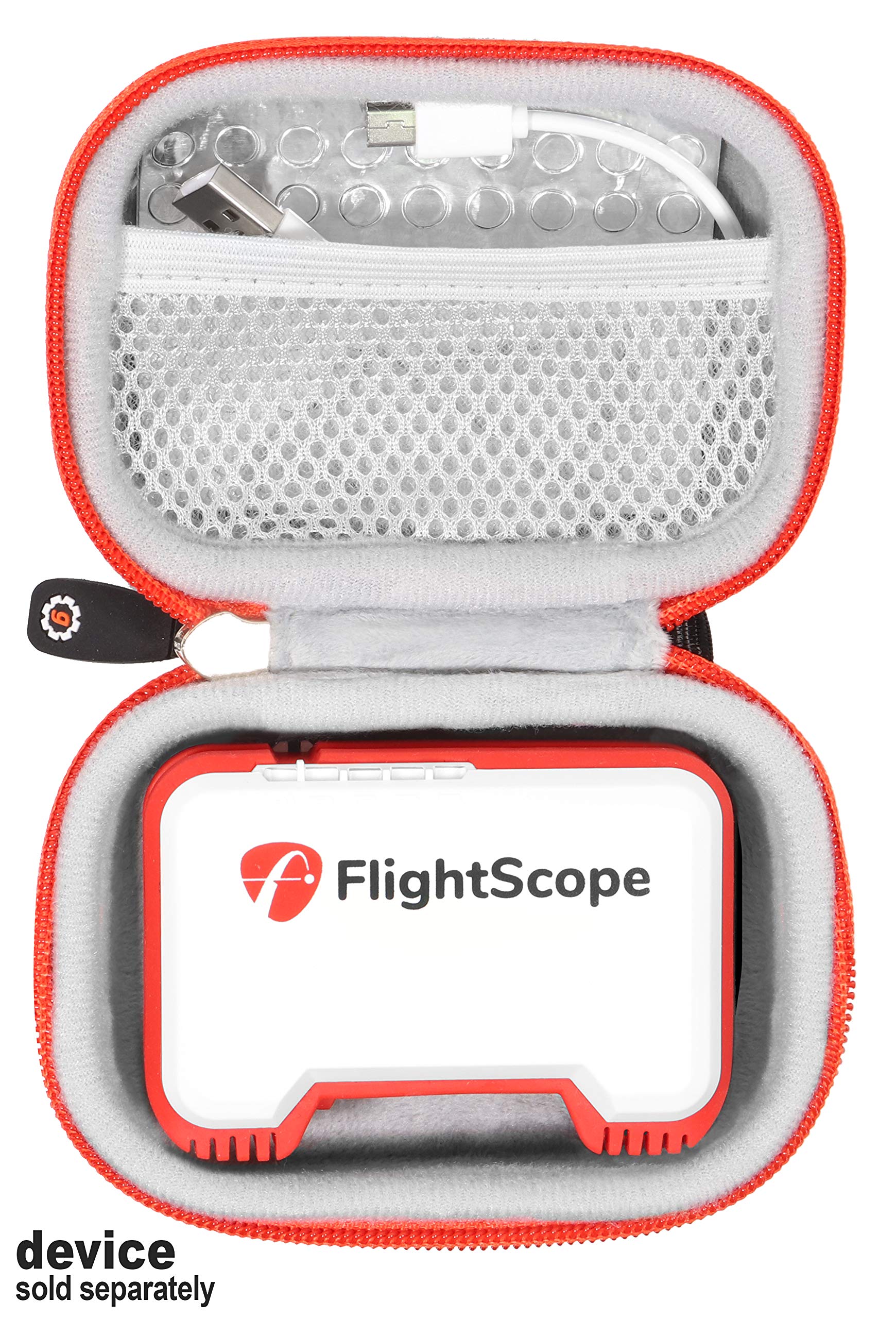 GETGEAR Protective case for FlightScope Mevo-Portable Personal Launch Monitor for Golf, mesh Accessories Pocket for Cable, Convenient Carabiner GETGEAR