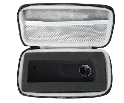 WGear Protective Case for Ricoh Theta S, V 360 and Theta SC 360 Degree Spherica, Customized Dense Absorbing Sturdy Foam Inlay, Mesh Pocket Inside Matte Black WGear