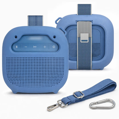GETGEAR Protective Silicone case for Bose New SoundLink Micro Portable Bluetooth Speaker (2nd Gen) -Anti-Slip Silicone Cover with Stand Feet,Carabiner & Adjustable Neck Strap getgearcase