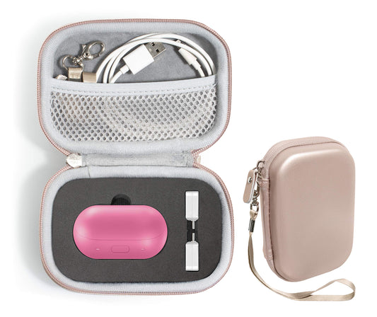 GETGEAR Carrying Case for Samsung Gear IconX (2018 Edition) Bluetooth Cord-Free Fitness Earbuds, All in one Carrying and Storage Solution, Customized Inlay for Charger Box and USB Core, Rose Gold GETGEAR