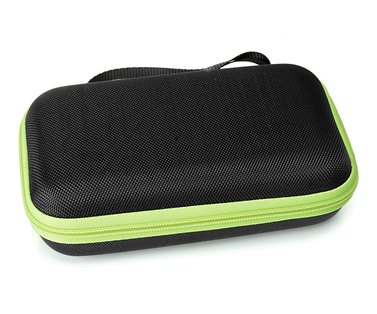 WGear Organizer and Carrying Case for Philips Norelco OneBlade (FFP), OneBlade Face + Body, OneBlade Hybrid Electric Trimmer, Norelco QP2520/70, QP2530, QP2620, QP2630, Black with Green Zipper WGear