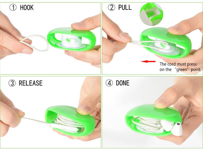 WGear Earbuds Organizer, Cord Manager, Smart Automatic Cord Master, A Simple Pull Then Will Automatic withdraw, The Cord Must Press on The Automatic withdraw Button When Pull WGear