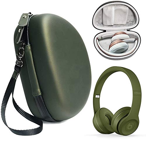 Turf Green Protective Case for Beats Solo 3 Wireless On-Ear Headphones, Also for Solo 2 Wired and Solo HD, Featured in Matching Color and Shape, Accessories Pocket, Detachable Wrist Strap WGear