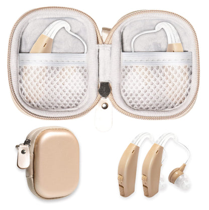 Designed Protective Case for Hearing Aid, Hearing Amplifier, Personal Sound Amplifier, Hearing Device, Listening Device, Strong Mini Case with Mesh pocket(Rose gold) GETGEAR
