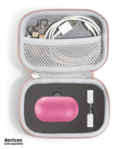 GETGEAR Carrying Case for Samsung Gear IconX (2018 Edition) Bluetooth Cord-Free Fitness Earbuds, All in one Carrying and Storage Solution, Customized Inlay for Charger Box and USB Core, Rose Gold GETGEAR