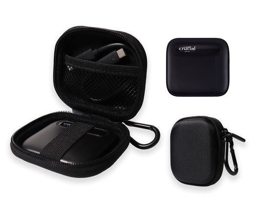 GETGEAR Portable SSD Case Compatible with Crucial X6 500GB, 1TB, 2TB, 4TB Portable SSD, Organizer for SSD and Cord GETGEAR