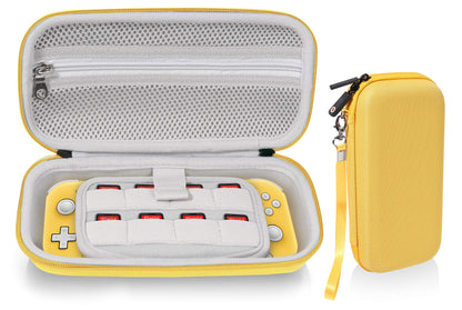 GETGEAR Case for Nintendo Switch Lite, divide panel for extra Screen protection, Switch Game card holders, mesh accessory pocket (Yellow) GETGEAR