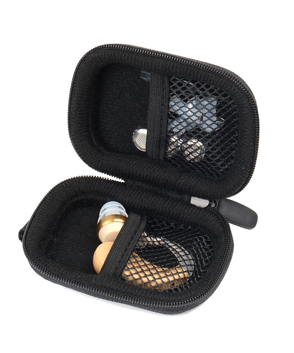 WGear Designed Protective Case for Hearing Aid, Hearing Amplifier, Personal Sound Amplifier, Hearing Device, Listening Device, Strong Mini Case with Mesh pocket, Universal design (Ballistic Black) WGear