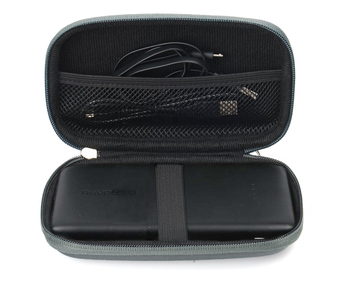 WGear Feature Designed Semi-Hard Case for RAVPower Power Banks RAVPower 22000 Portable Charger, mesh Pocket for Cable, Fastening Elastic Strap, Wrist Strap WGear