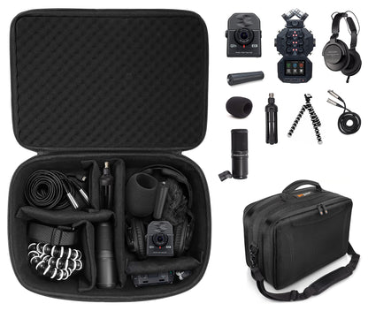 getgear All in one case for Zoom Portable Handy Recorder Compatible with Zoom H8, Q2n-4K, H6, H5, H4 and Headphones, Microphones, Stands, Charger, Cords and Tablet/Laptop GETGEAR