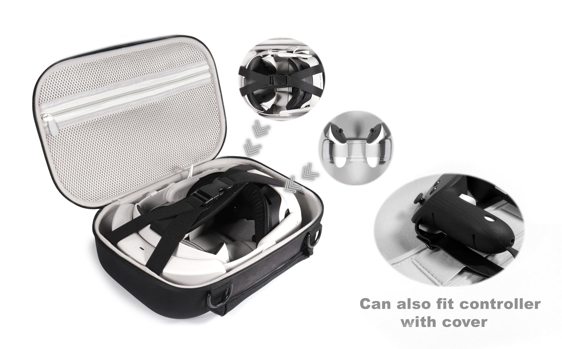 getgear VR Headset Case for Compatible with Meta Quest 3 / 3S, Portable Travel organier for VR and Controllers with Shoulder Strap, Also fits for Meta Quest 2, Oculus Quest 3, Vision Pro GETGEAR