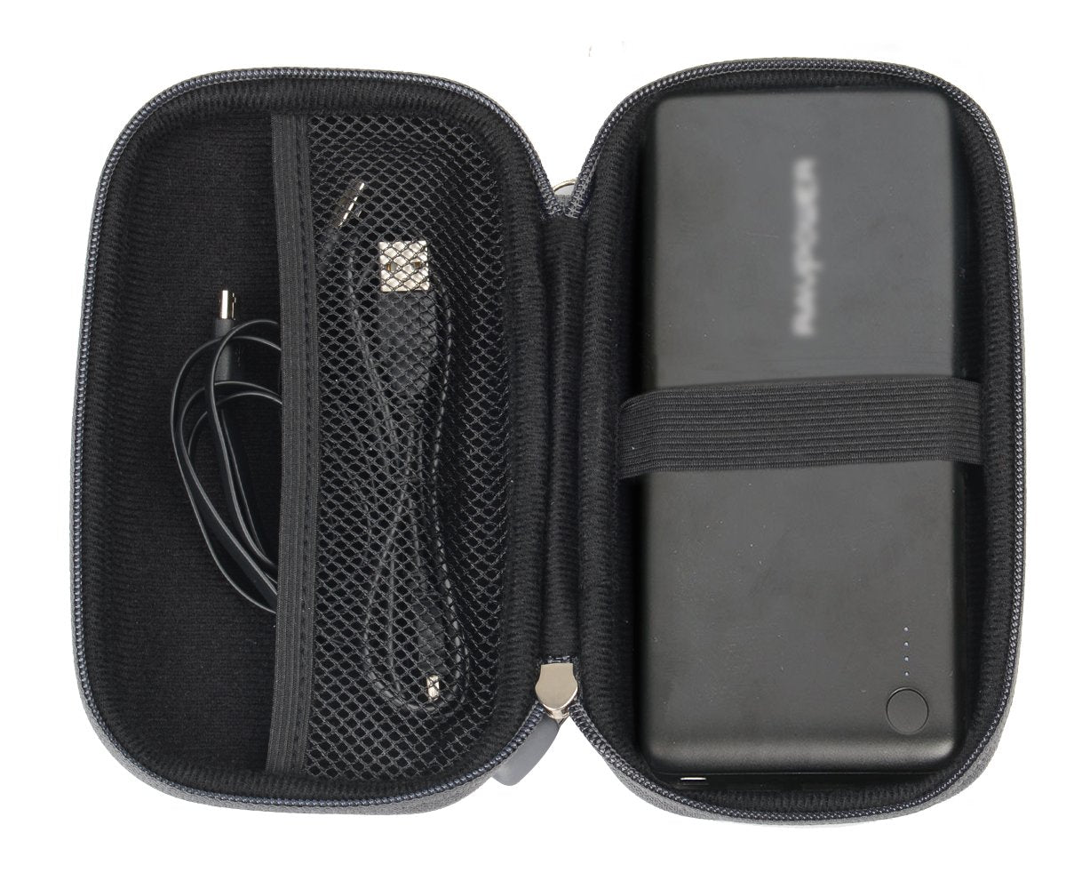 WGear Feature Designed Semi-Hard Case for RAVPower Power Banks RAVPower 22000 Portable Charger, mesh Pocket for Cable, Fastening Elastic Strap, Wrist Strap WGear