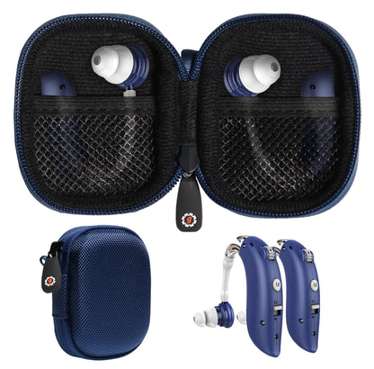 Designed Protective Case for Hearing Aid, Hearing Amplifier, Personal Sound Amplifier, Hearing Device, Listening Device, Strong Mini Case with Mesh pocket(Rose gold) GETGEAR