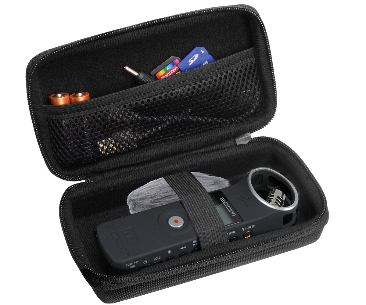 Professional Portable Recorder Case for ZOOM H1, ZH1 Music Recorder with mesh pocket for cable, outdoor Microphone Windscreen Muff. Elastic strap, Strong and light weight hard case WGear