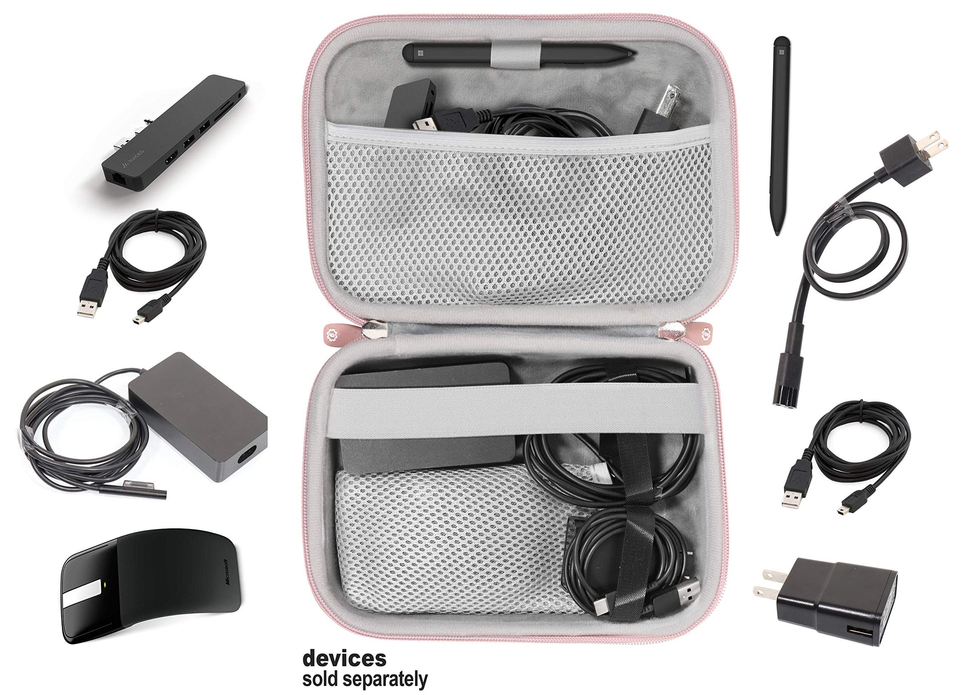 Microsoft Surface Accessories organizing case, by getgear, for Surface Dock, Surface Charger Adapter, Surface Arc Mouse, Surface Pen, Surface USB 3.0 Hub Docking Station and Others GETGEAR
