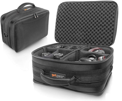 GETGEAR Professional All in one Camera case for up to 2 Cameras and Three Lenses, Long Distance, Wide Angel and Facial, for Canon EOS, EOS Rebel, Panasonic, Sony, Olympus, All Models GETGEAR