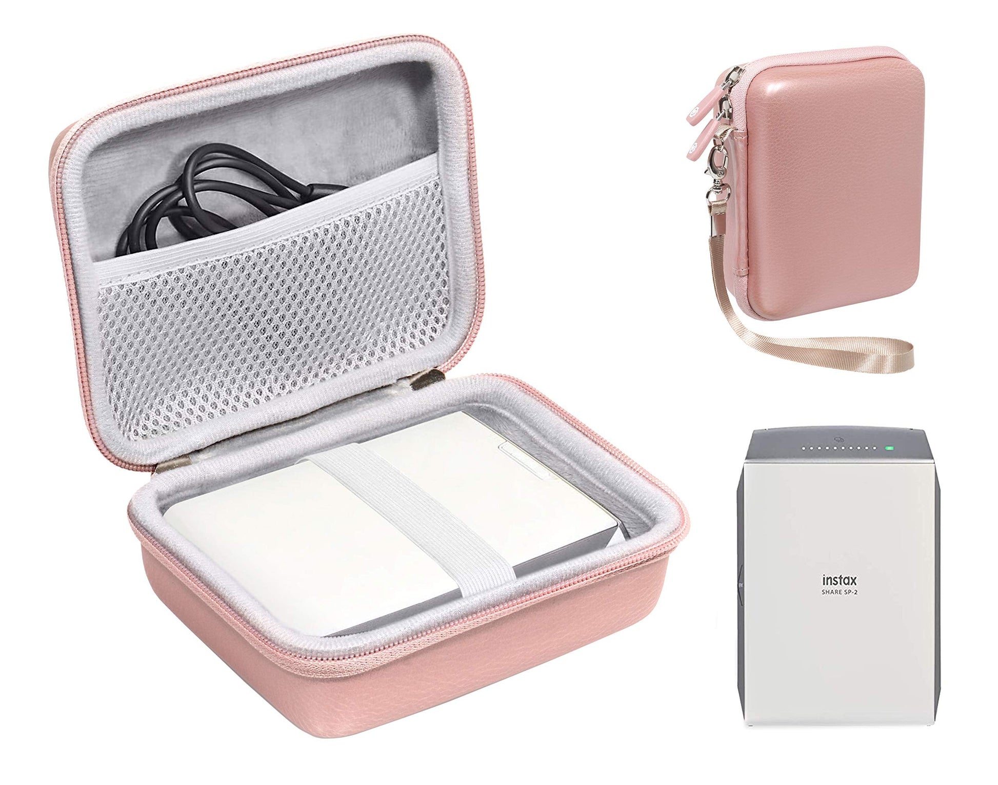 Protective Case for Fujifilm INSTAX Share SP-2 Smart Phone Printer by WGear, Mesh Pocket for Cable and Printing Paper (Matte Rose Gold) WGear