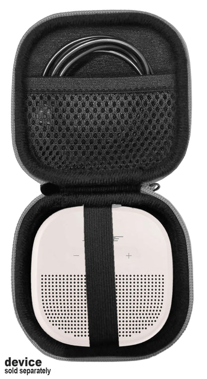 Feature Protective Case for Bose SoundLink Micro Bluetooth Speaker by WGear, Featured Design with mesh Pocket for Cable and Other Accessories, Elastic Strap to Secure Device WGear