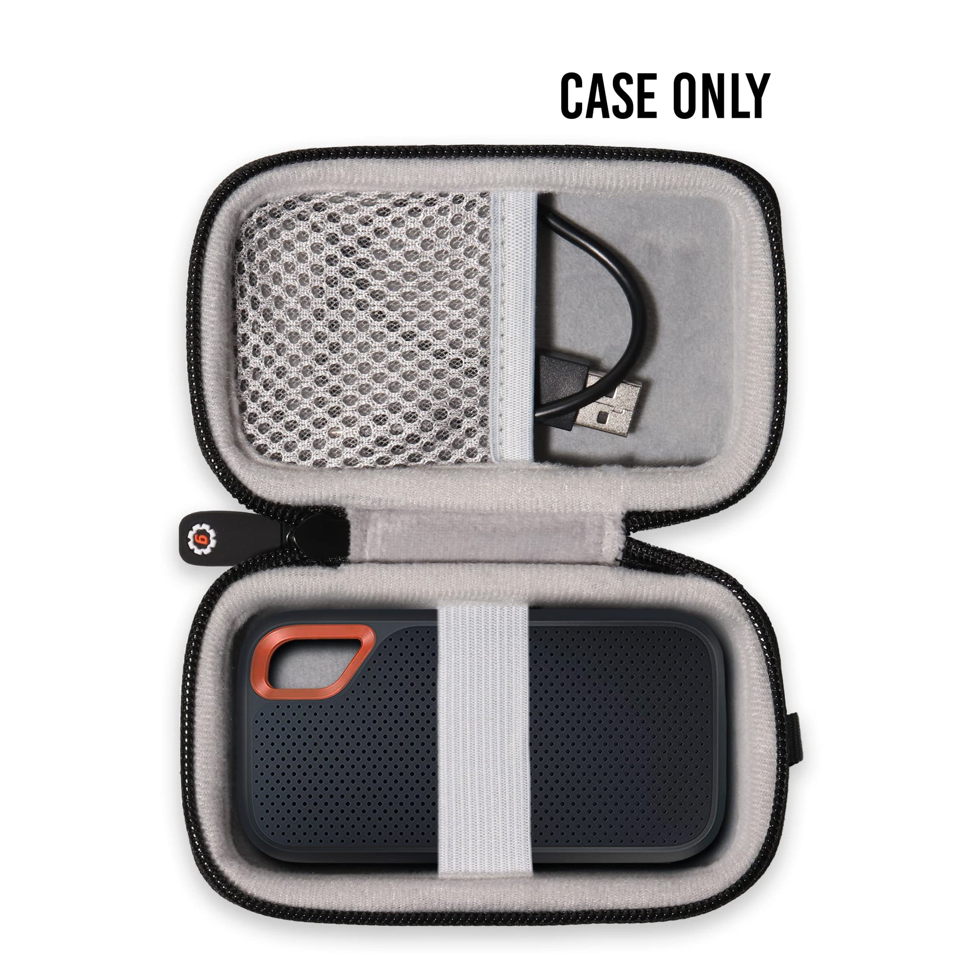 getgear case for SanDisk Extreme, Extreme Pro Portable SSD Compatible with 500GB, 1TB, 2TB, 4TB, Black with Orange Contrast Handy Travel case GETGEAR