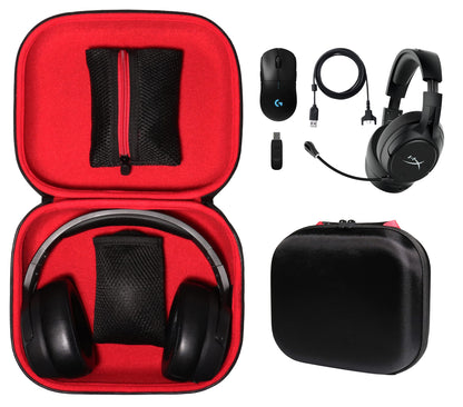 GETGEAR Gaming Headset Case for HyperX Cloud II/Cloud Revolver/Cloud Mix/Cloud Alpha/Cloud Orbit S/CloudX/Cloud Stinger/Cloud Flight, mesh pocket for gaming mouse GETGEAR