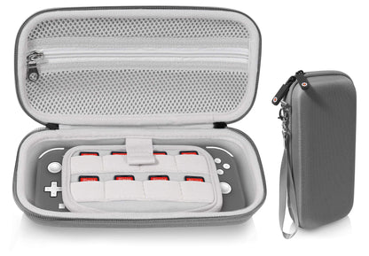 GETGEAR Case for Nintendo Switch Lite, divide panel for extra Screen protection, Switch Game card holders, mesh accessory pocket (Gray) GETGEAR