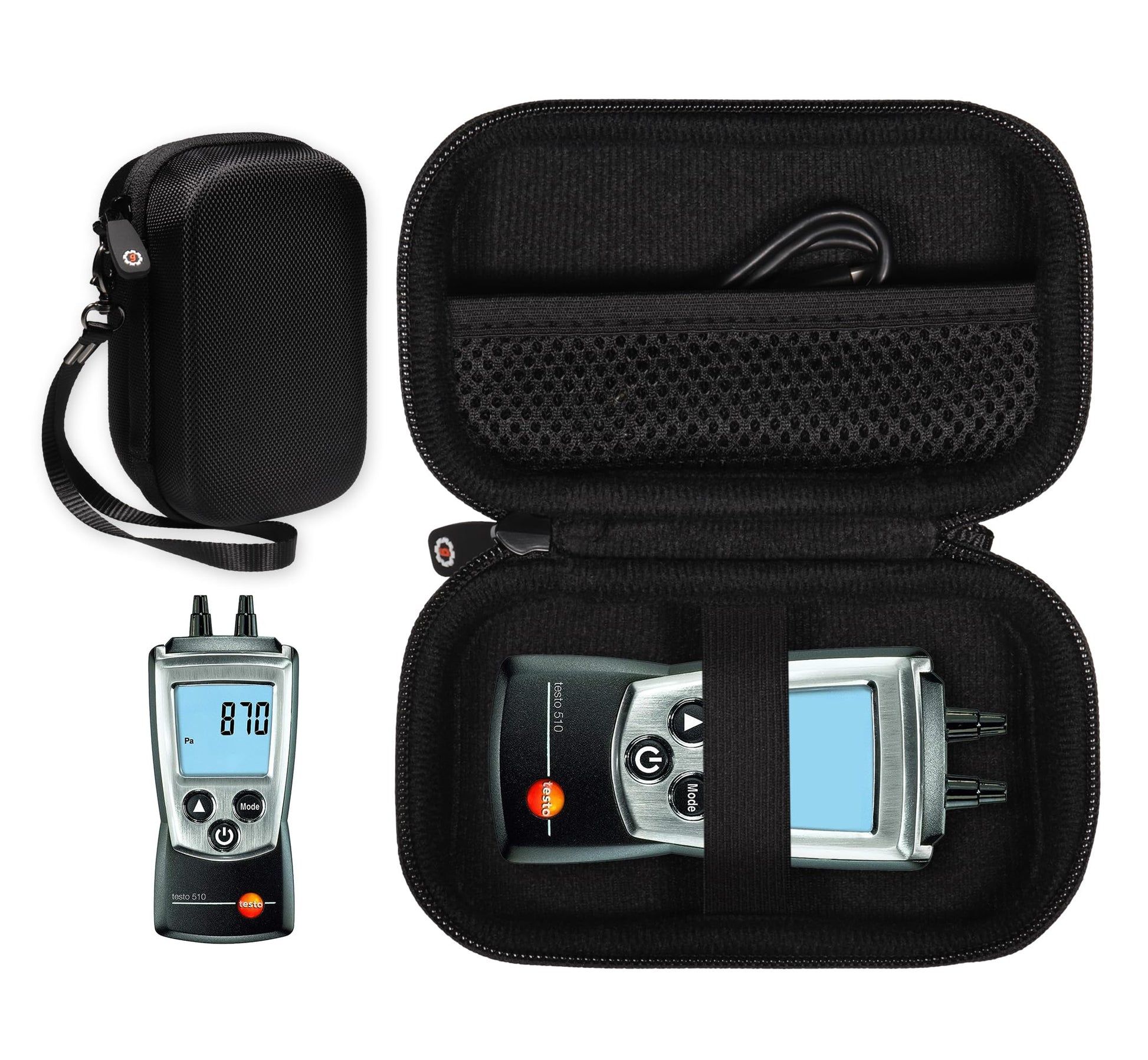 GETGEAR Meter Organizing Case for testo 510 Digital Manometer Dual Port Different Pressure meter GETGEAR