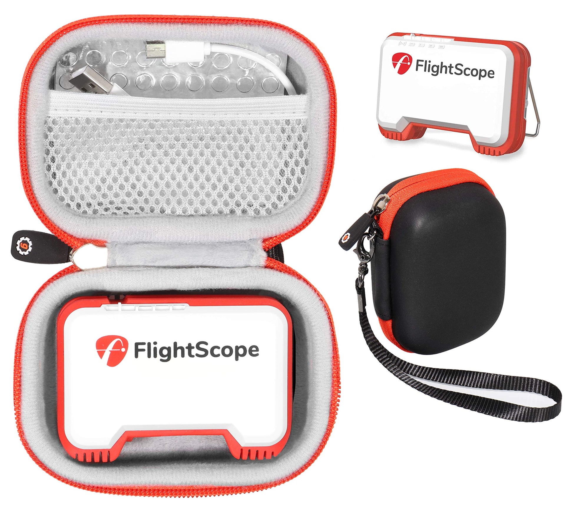 GETGEAR Protective case for FlightScope Mevo-Portable Personal Launch Monitor for Golf, mesh Accessories Pocket for Cable, Convenient Carabiner GETGEAR